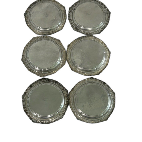 Vintage Drink Coasters Bechard Chicago Set of 6 Silver Plated Decorative - Picture 2 of 10